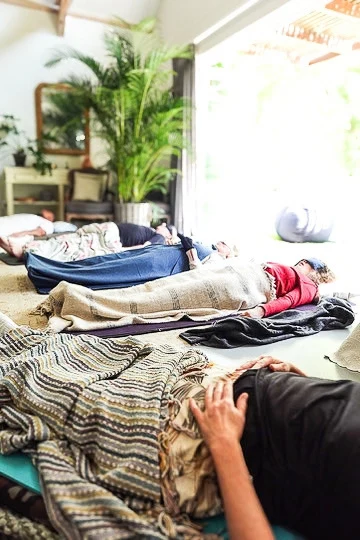 The breathwork space prepared for a group session